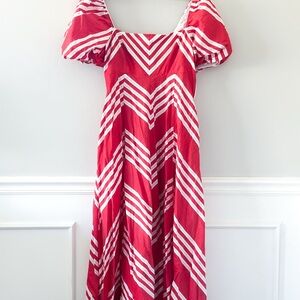 Hill House Red and White Chevron Maxi Dress Mediums in